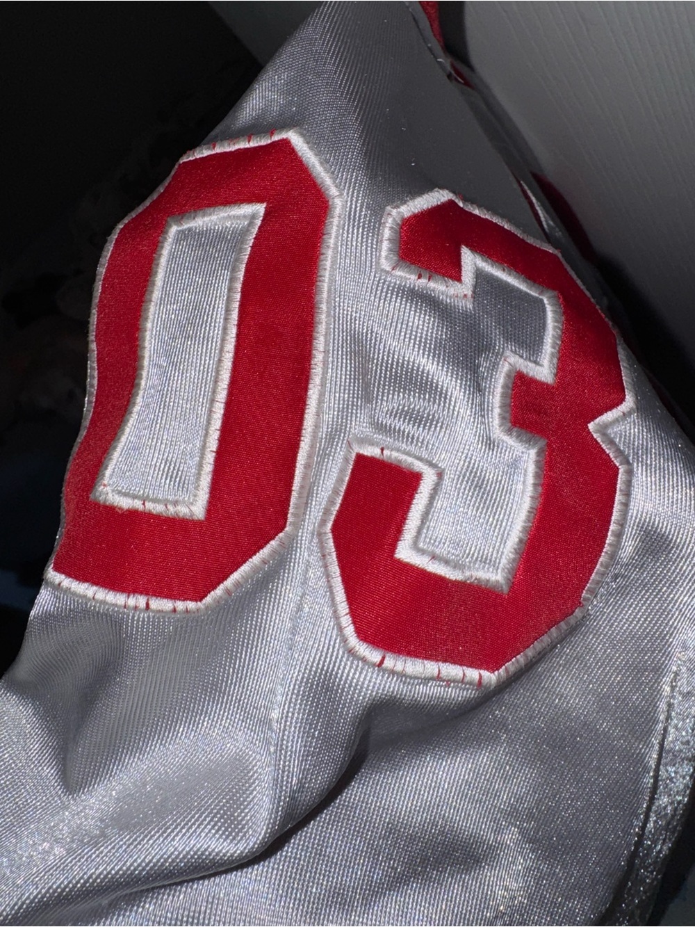 BIG N’D Official Men’s XL Football Jersey #03 Silver Red Y2K Sports Jersey - Picture 4 of 13
